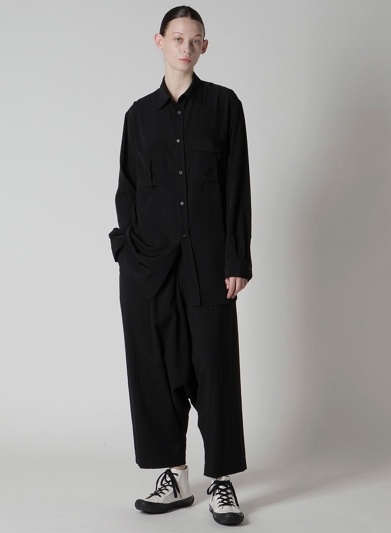 TA/PE CREPE DE CHINE SHOULDER LOOP BLOUSE