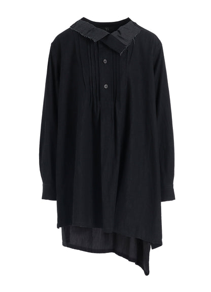 6OZ DENIM GARMENTFINISH PINTUCK ASYMMETERIC BROUSE