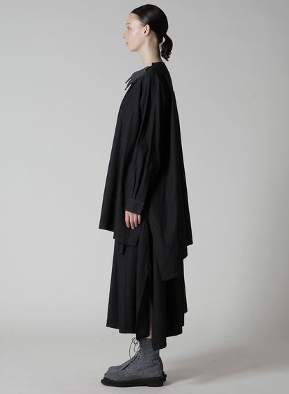 6OZ DENIM GARMENTFINISH PINTUCK ASYMMETERIC BROUSE