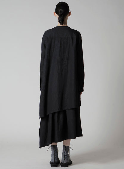 6OZ DENIM GARMENTFINISH PINTUCK ASYMMETERIC BROUSE