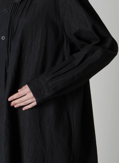 6OZ DENIM GARMENTFINISH PINTUCK ASYMMETERIC BROUSE