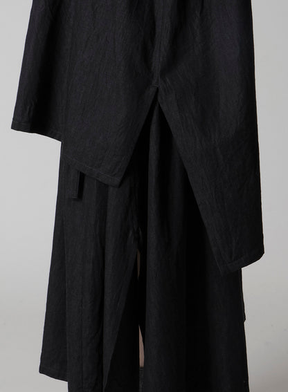 6OZ DENIM GARMENTFINISH PINTUCK ASYMMETERIC BROUSE