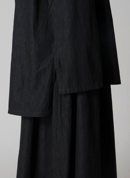 6OZ DENIM GARMENTFINISH PINTUCK ASYMMETERIC BROUSE