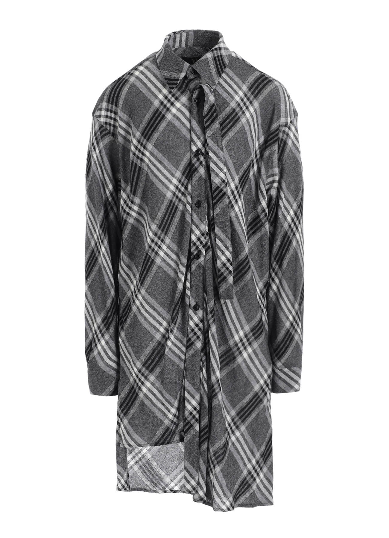 GAUZE PLAID HANGING PLACKET BLOUSE