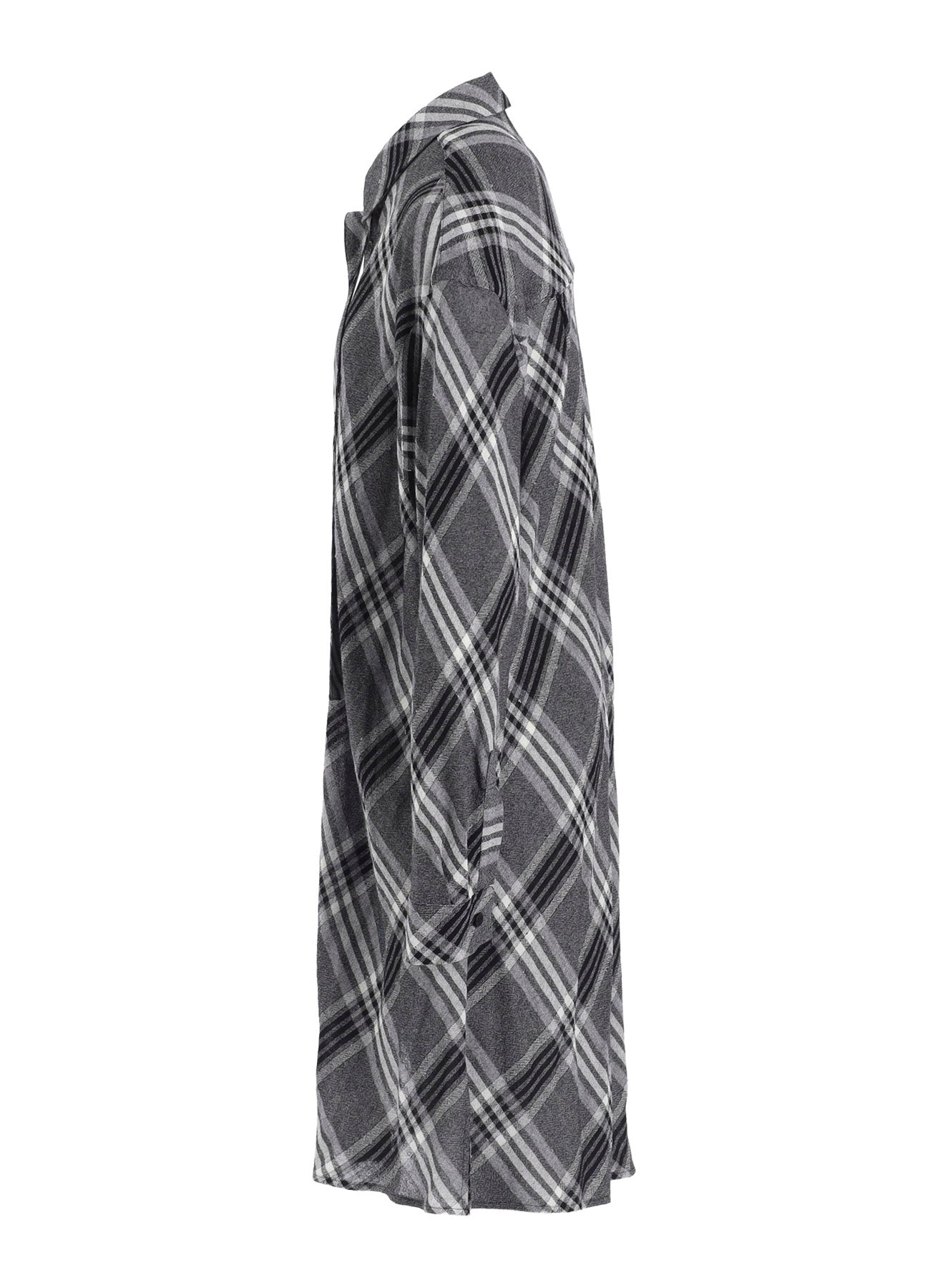 GAUZE PLAID HANGING PLACKET BLOUSE