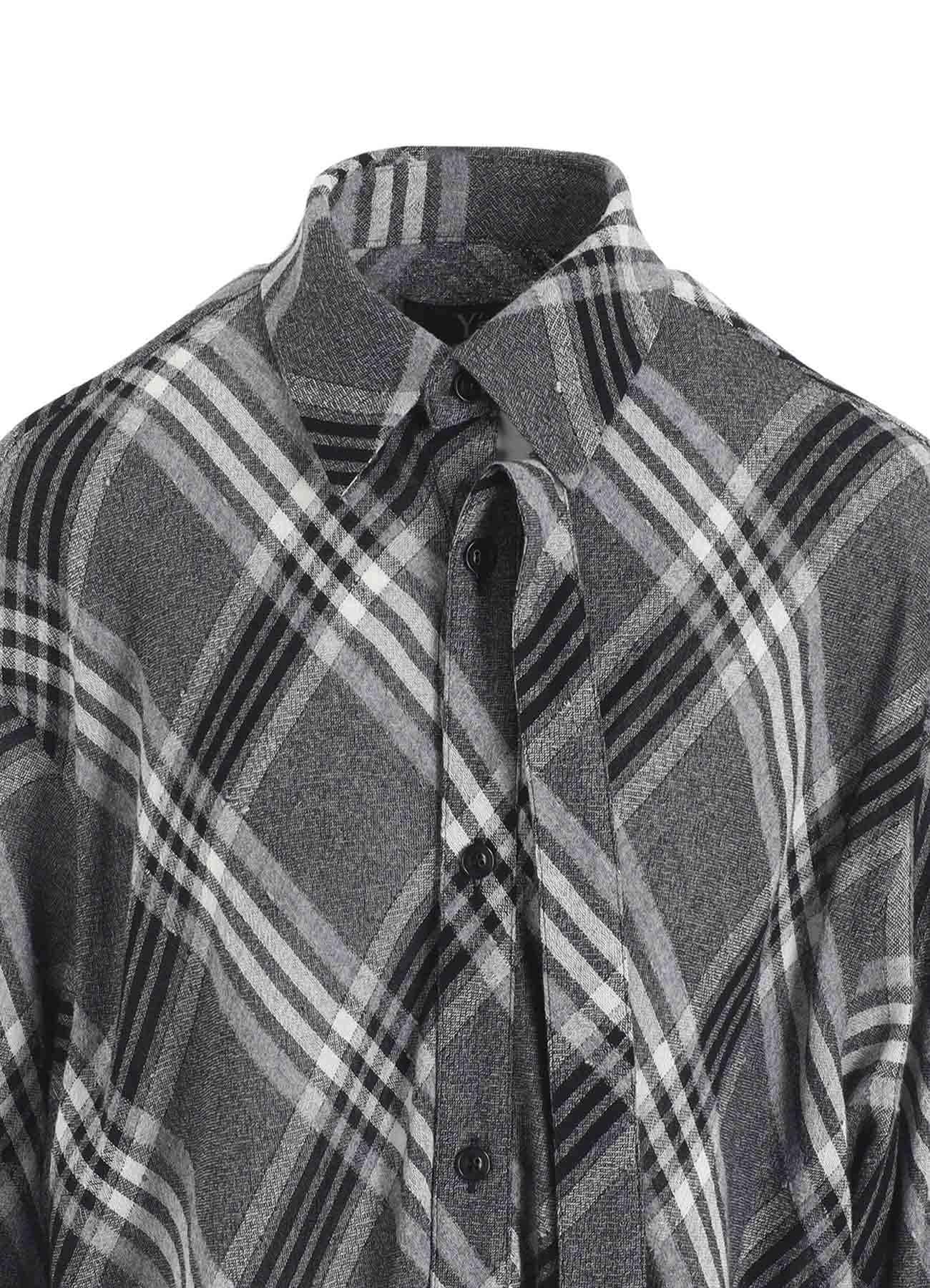 GAUZE PLAID HANGING PLACKET BLOUSE