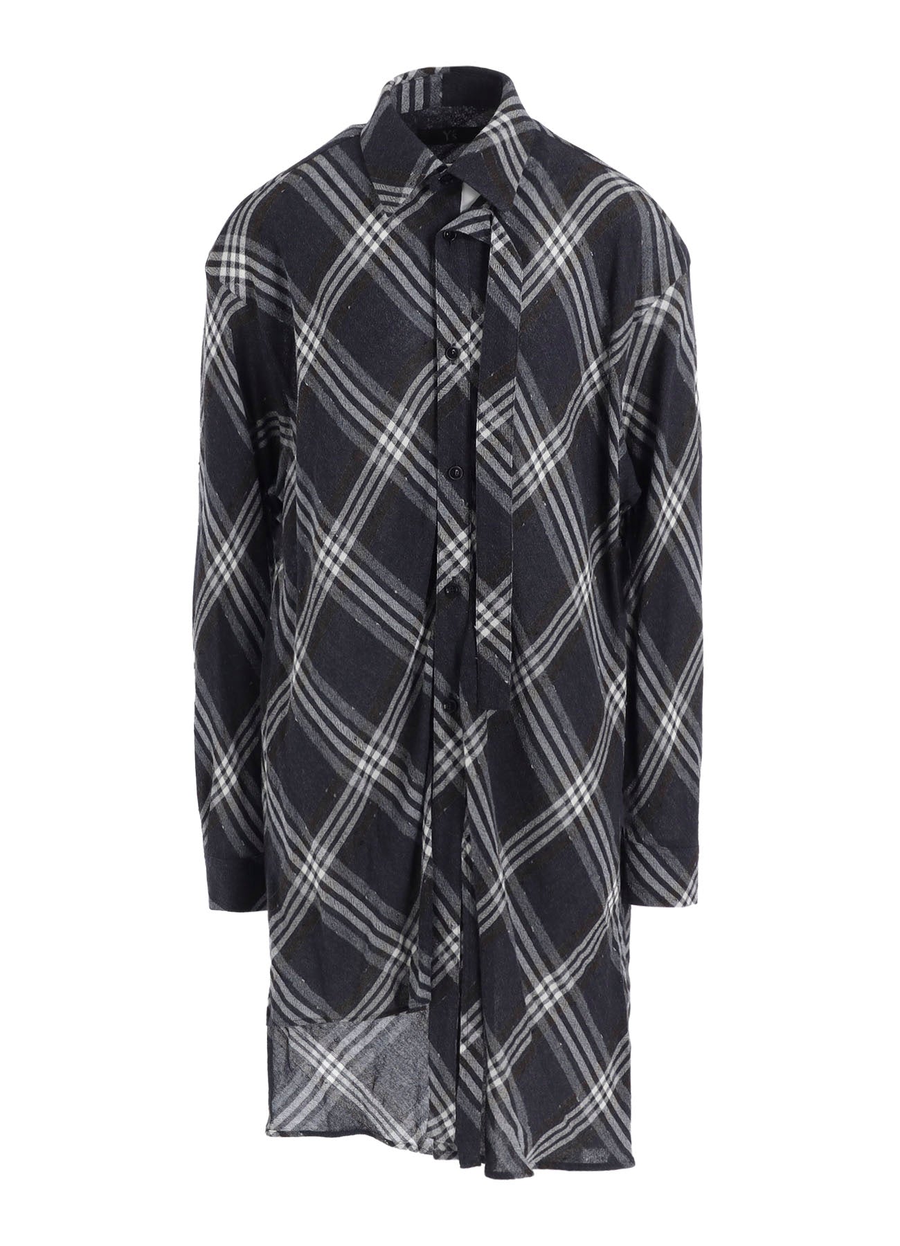 GAUZE PLAID HANGING PLACKET BLOUSE