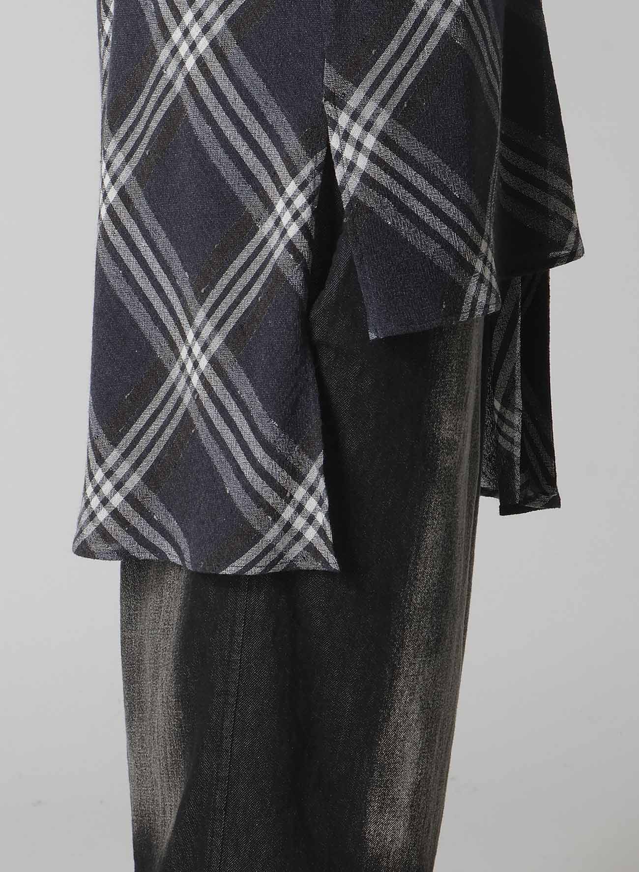 GAUZE PLAID HANGING PLACKET BLOUSE