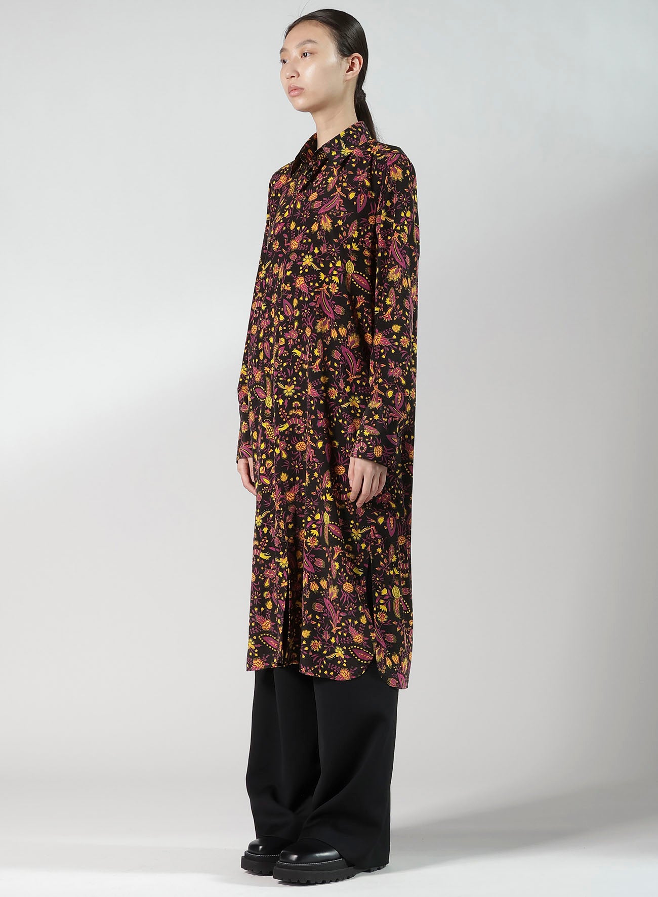 FLOWER PRINT LONG SHIRT