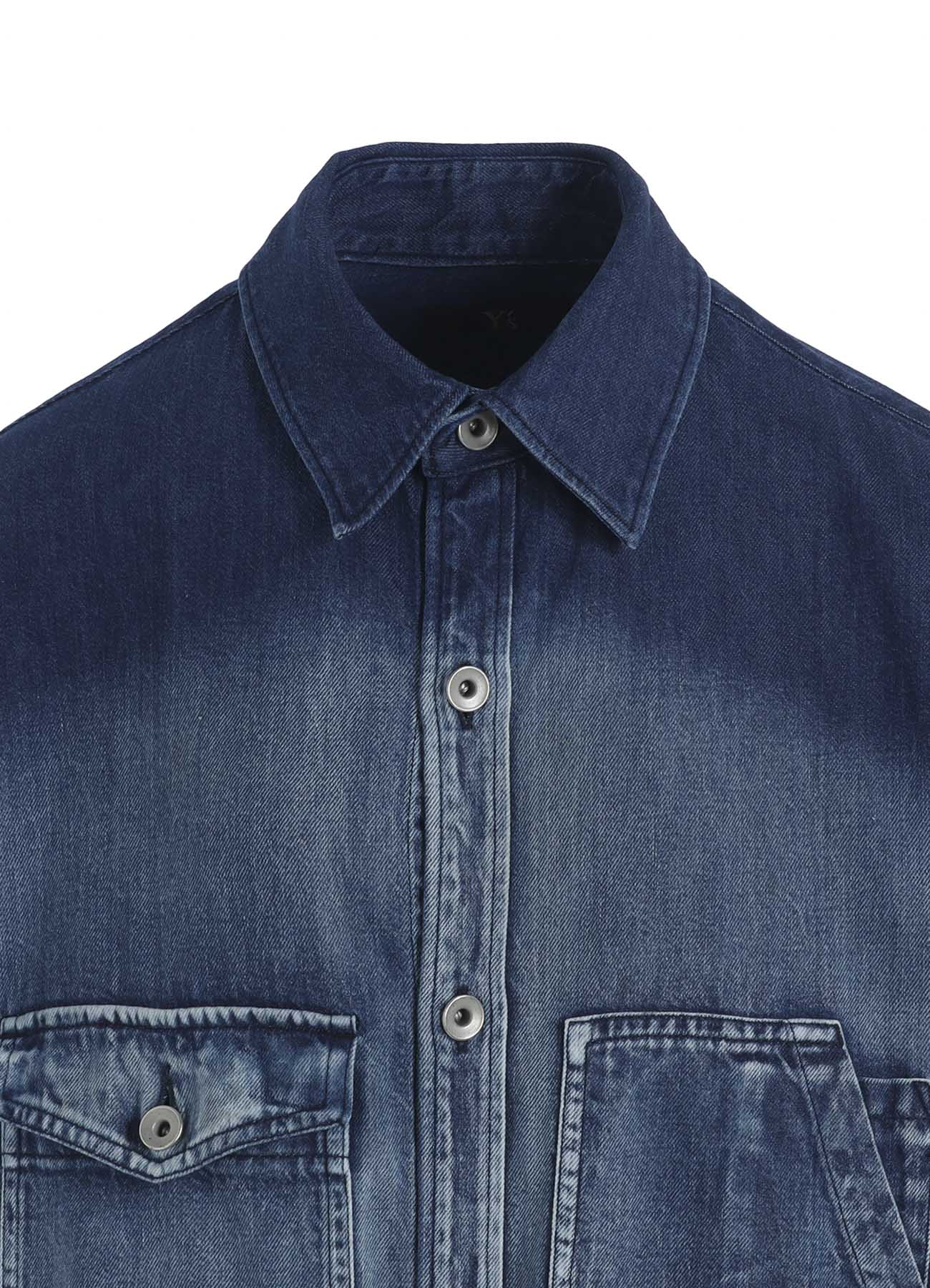 SPOTTED DENIM BIG GOWN BLOUSE