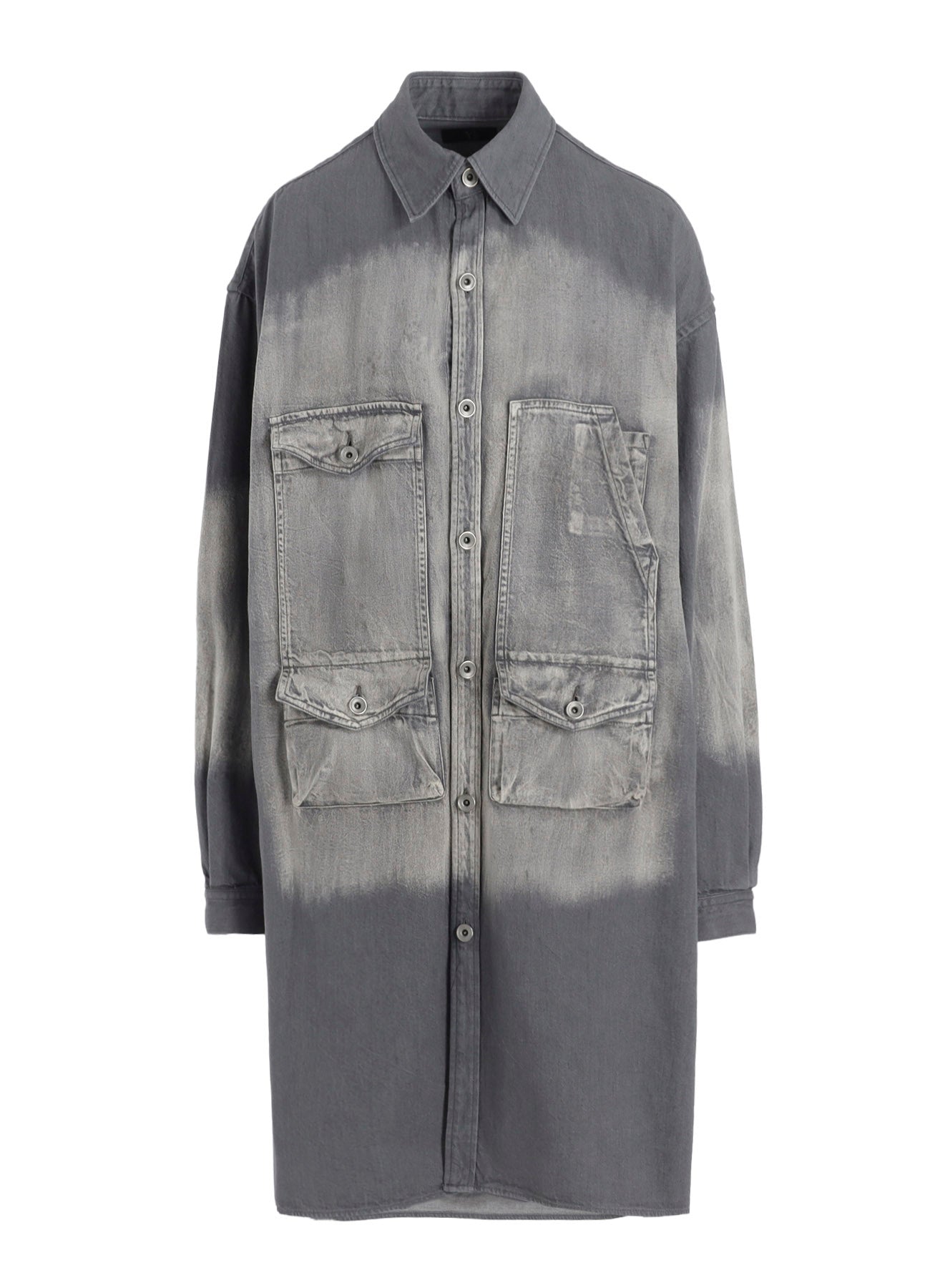 SPOTTED DENIM BIG GOWN BLOUSE