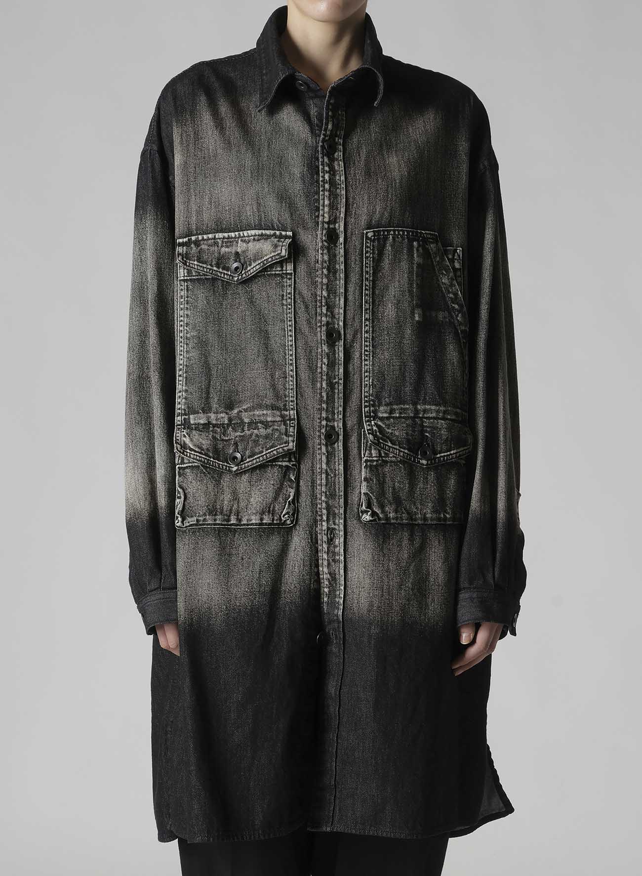 SPOTTED DENIM BIG GOWN BLOUSE