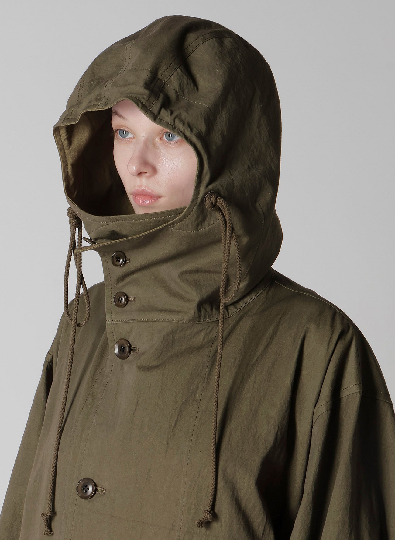 COTTON NYLON GABARDINE MILITARY COAT
