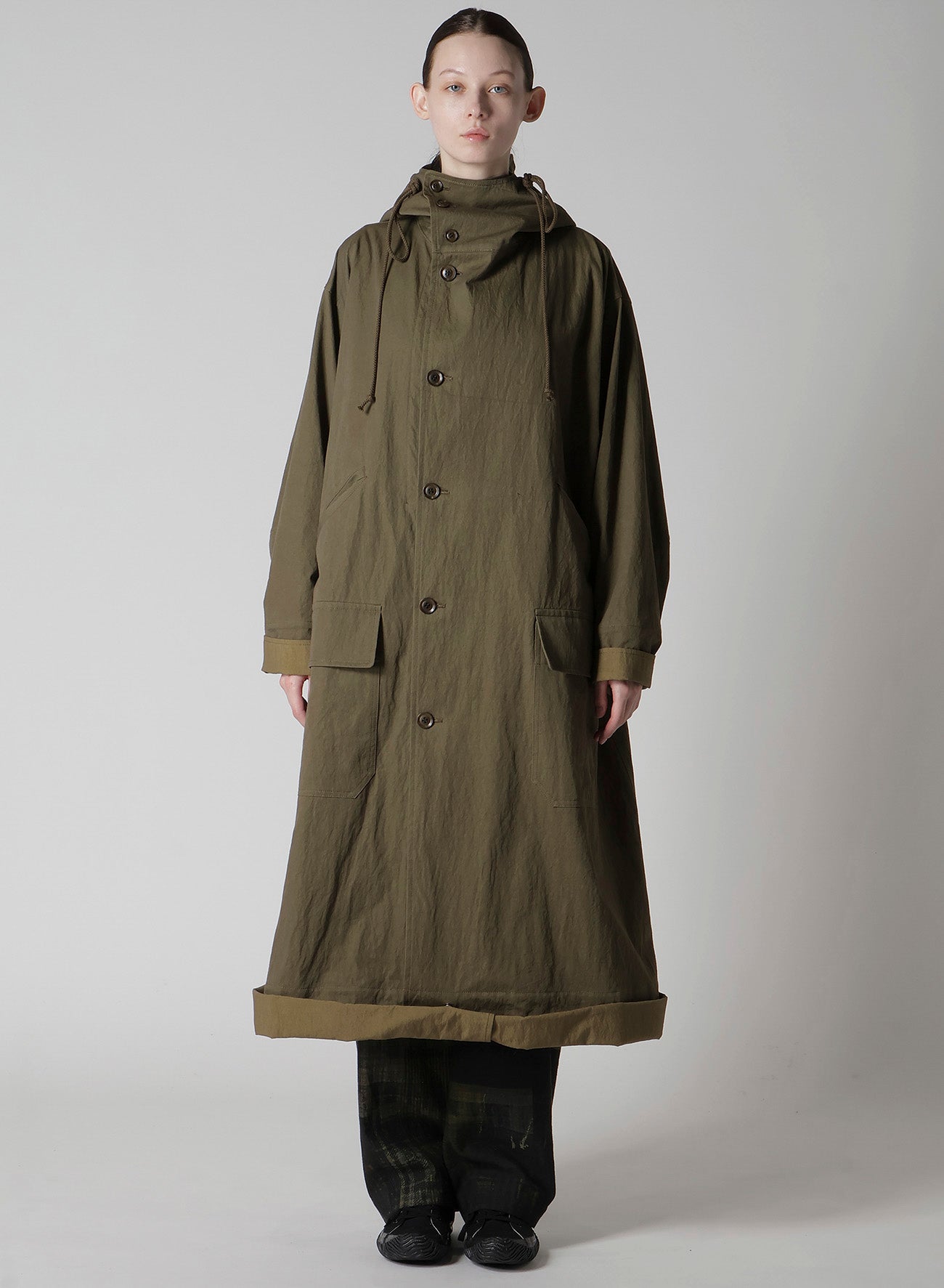 COTTON NYLON GABARDINE MILITARY COAT