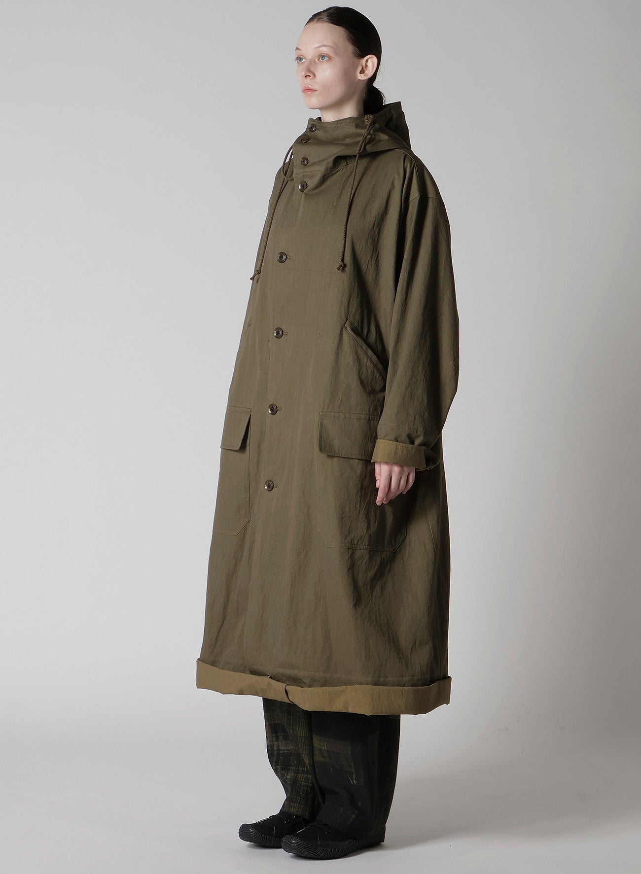 COTTON NYLON GABARDINE MILITARY COAT