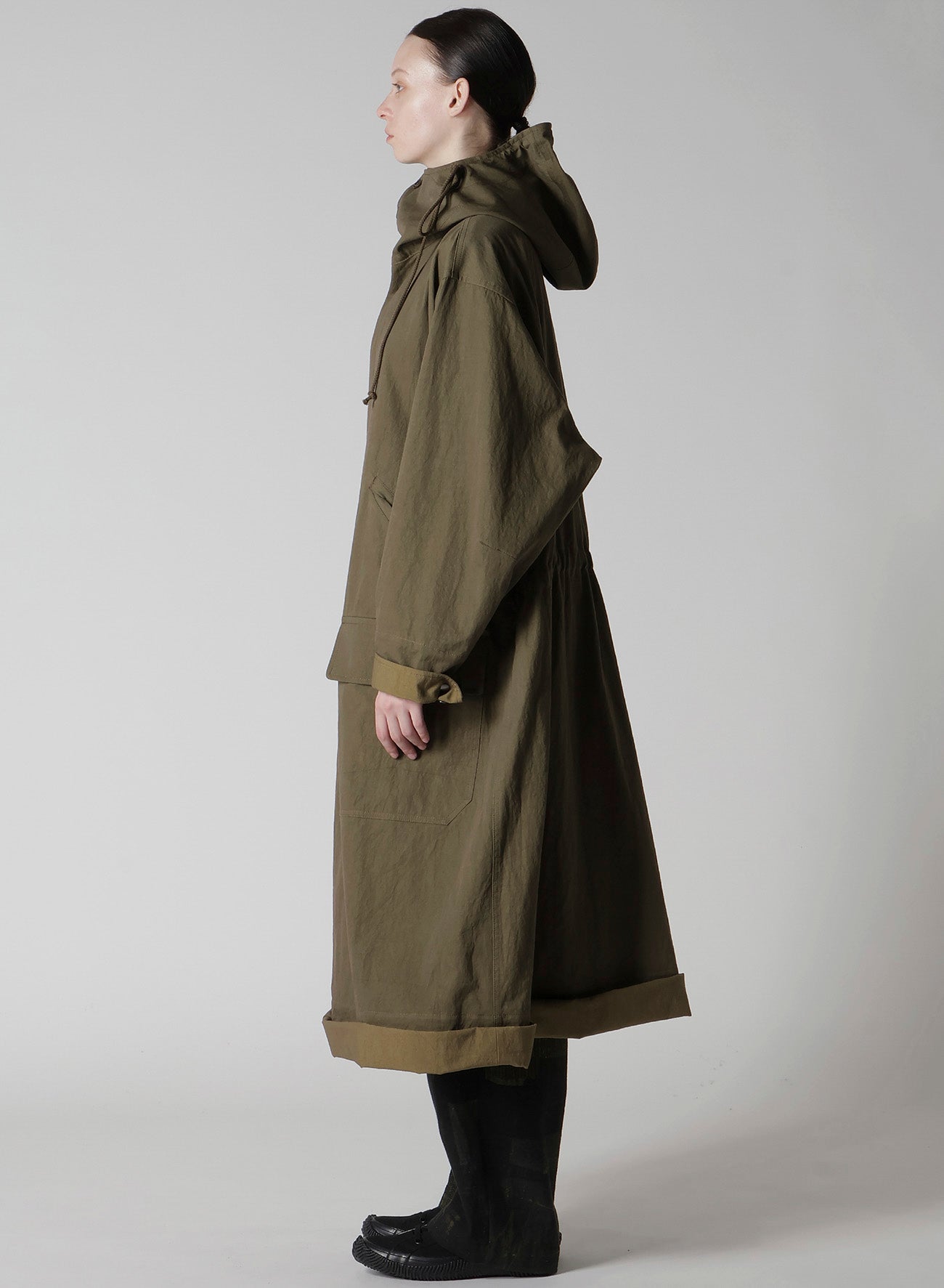 COTTON NYLON GABARDINE MILITARY COAT