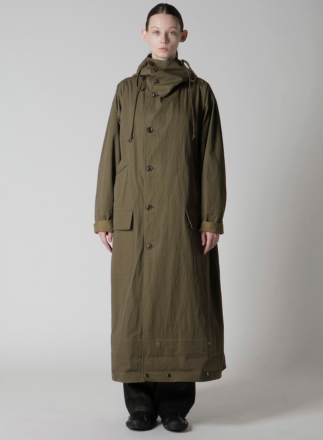 COTTON NYLON GABARDINE MILITARY COAT
