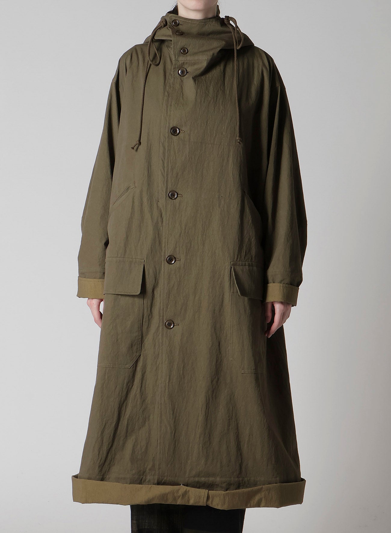 COTTON NYLON GABARDINE MILITARY COAT