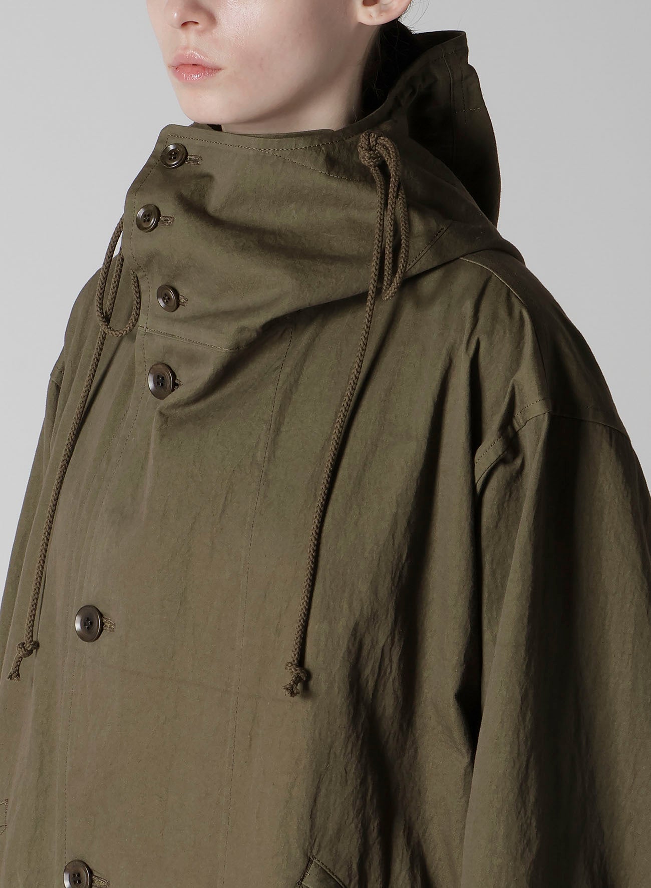COTTON NYLON GABARDINE MILITARY COAT
