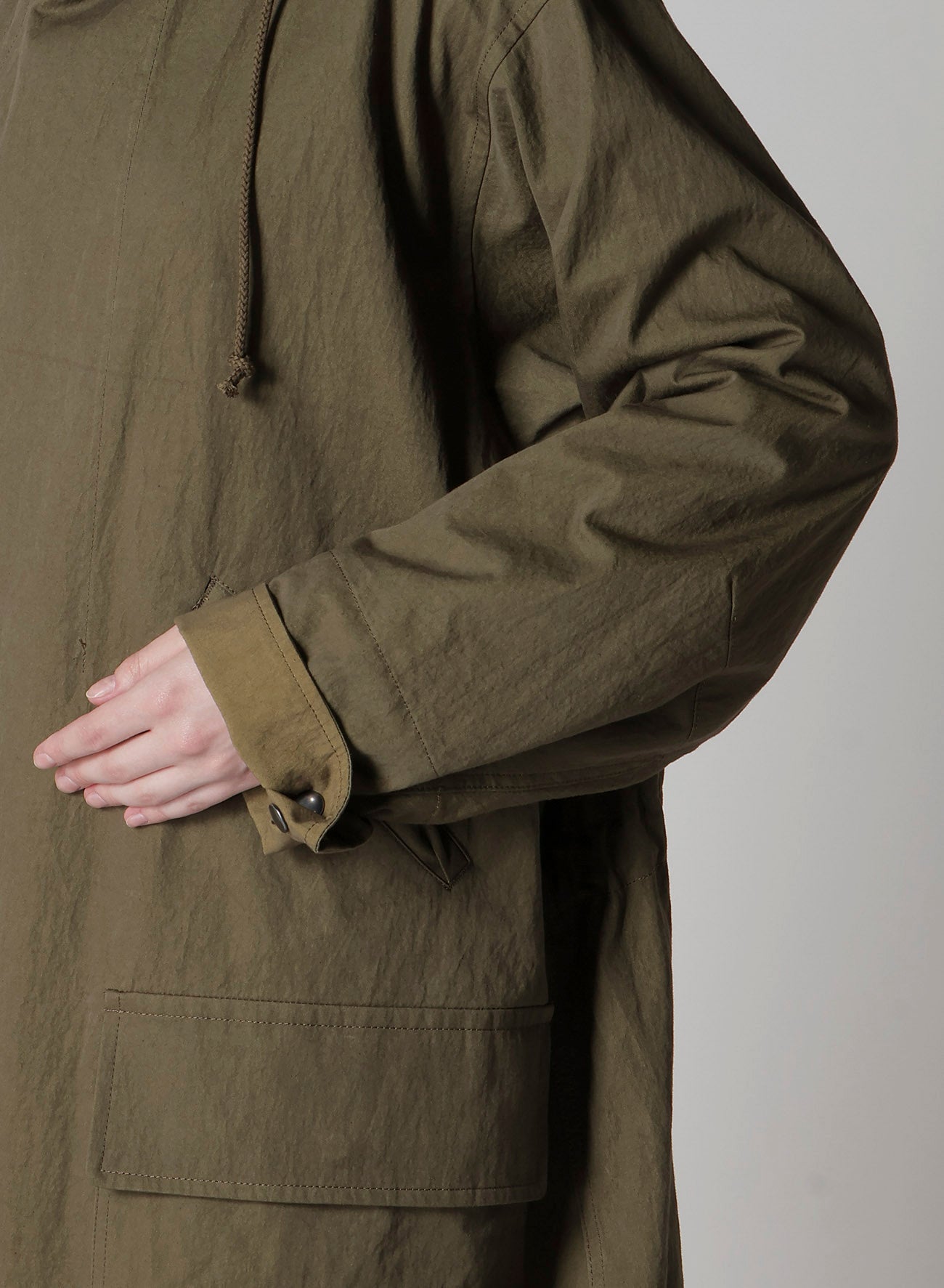 COTTON NYLON GABARDINE MILITARY COAT