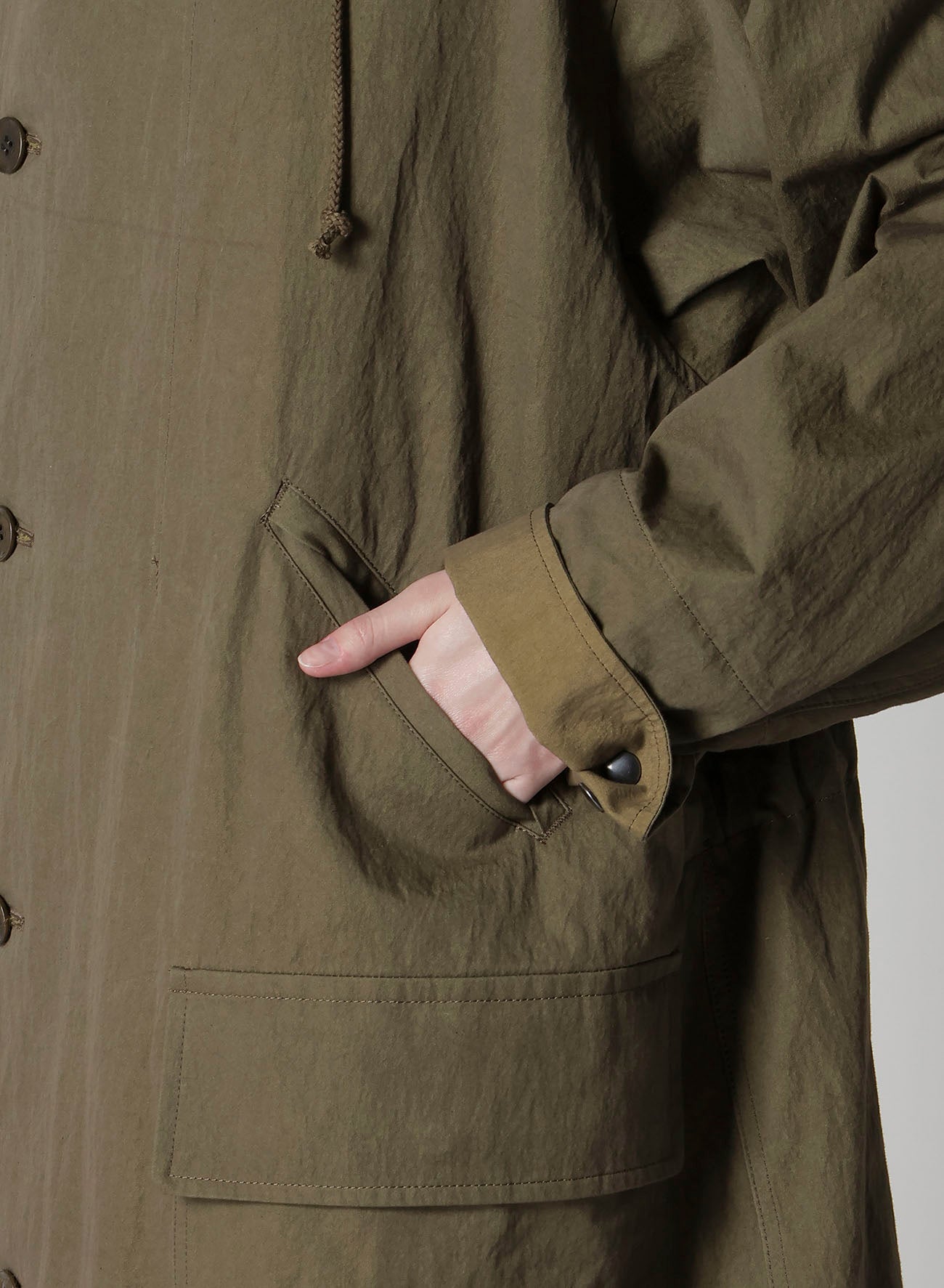 COTTON NYLON GABARDINE MILITARY COAT