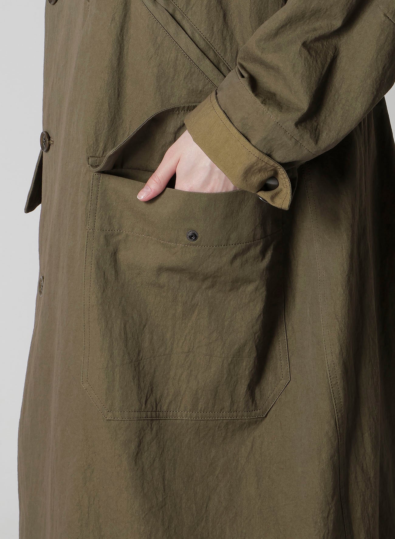 COTTON NYLON GABARDINE MILITARY COAT