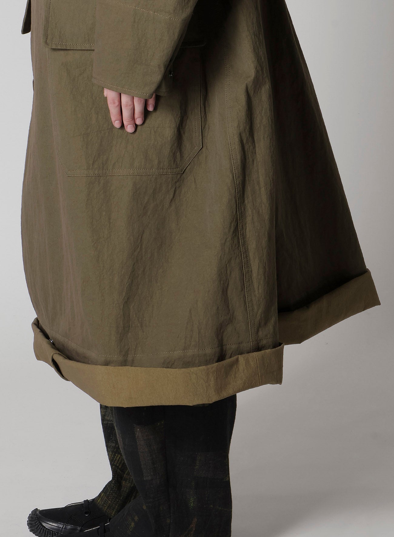 COTTON NYLON GABARDINE MILITARY COAT