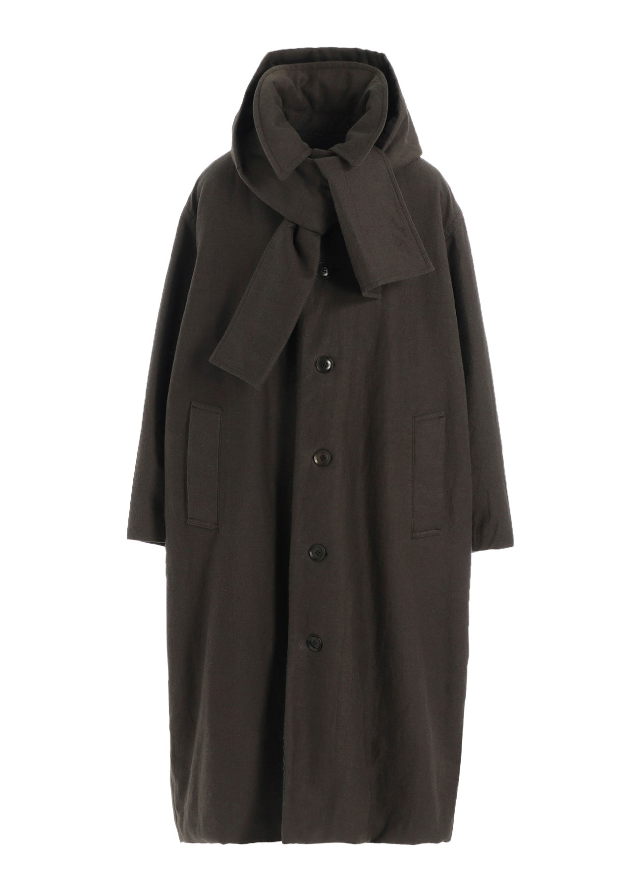 COTTON/FLAX MOLESKIN DETACHABLE HOODIE COAT
