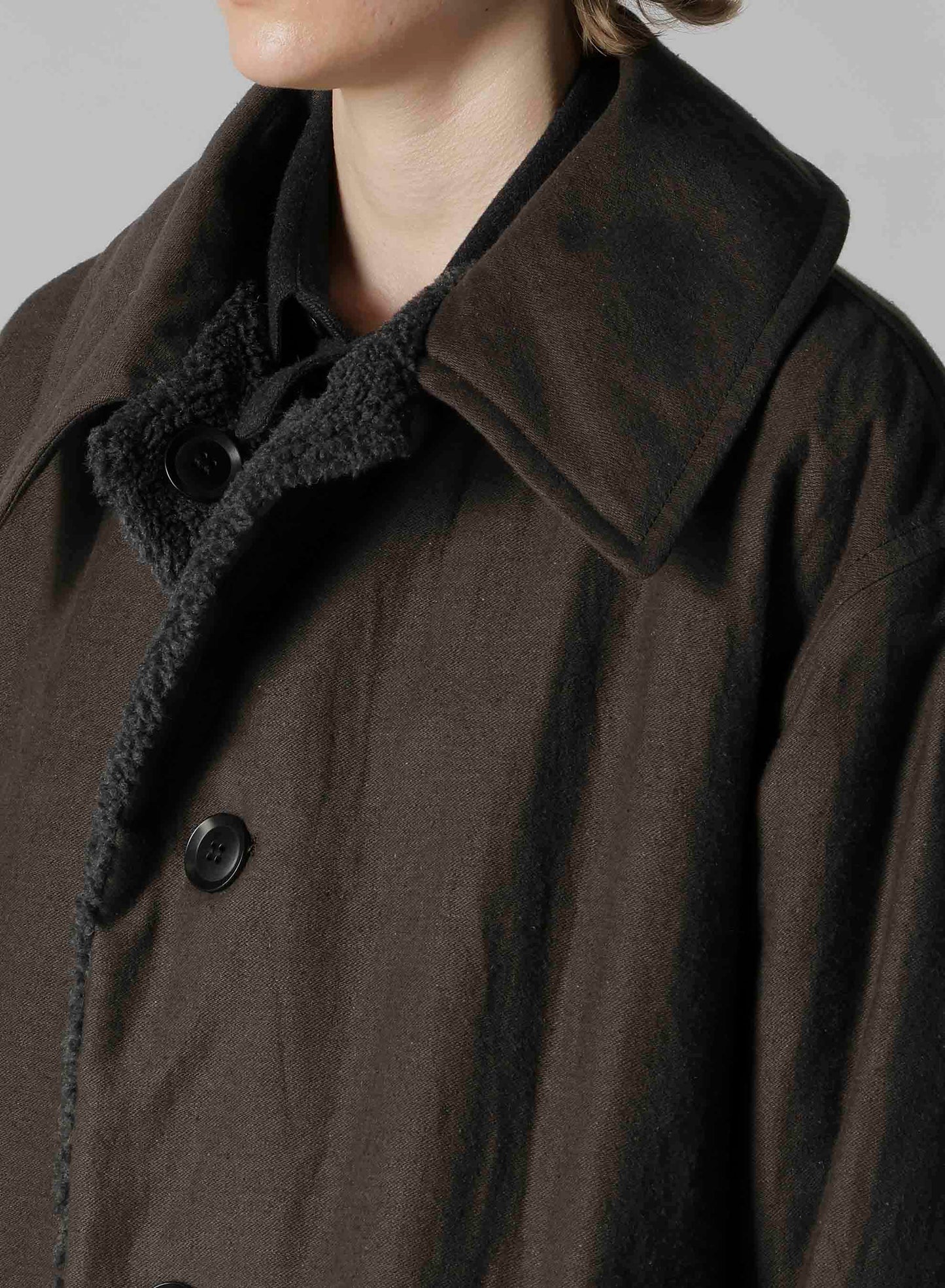 COTTON/FLAX MOLESKIN DETACHABLE HOODIE COAT