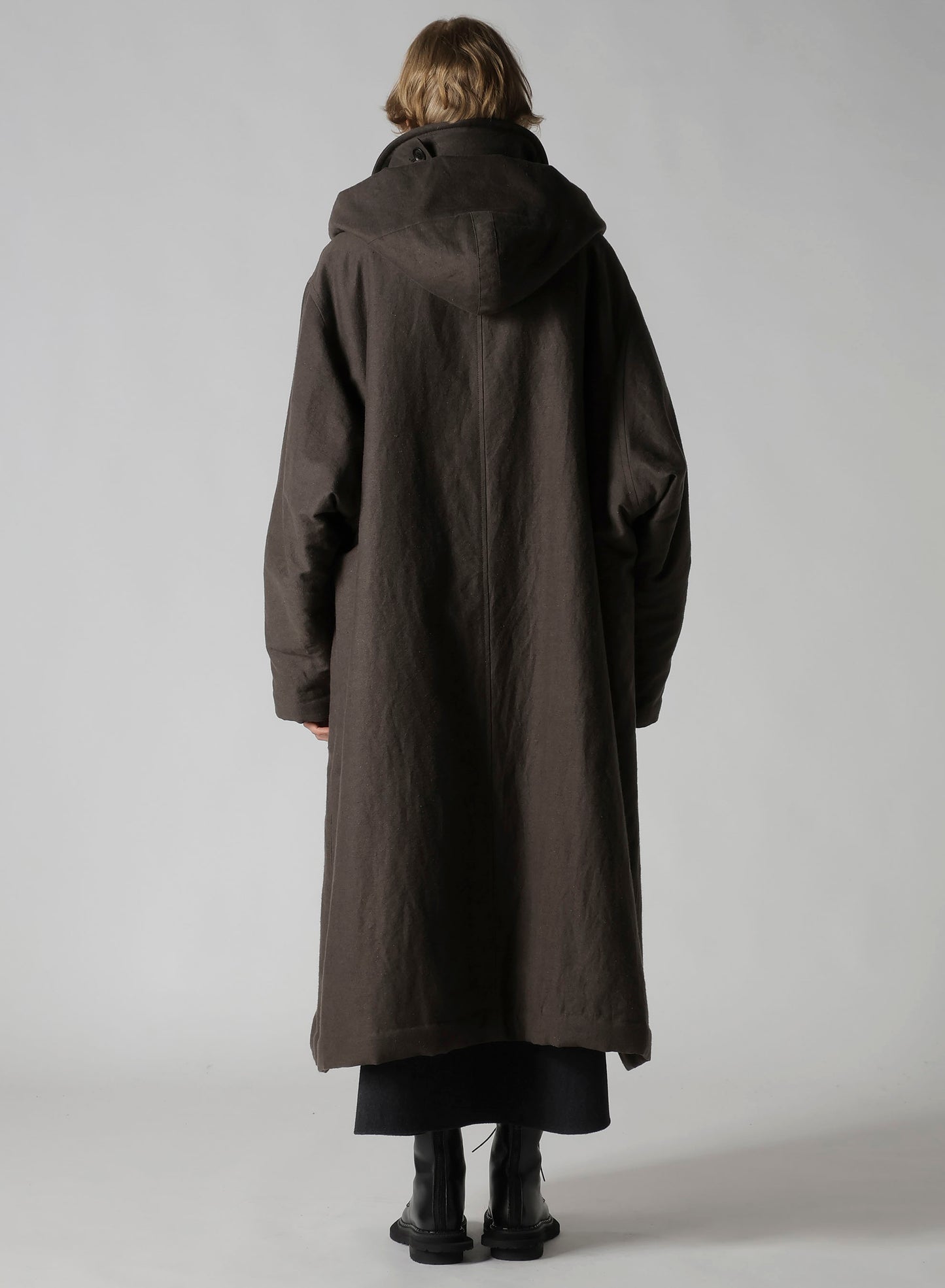 COTTON/FLAX MOLESKIN DETACHABLE HOODIE COAT