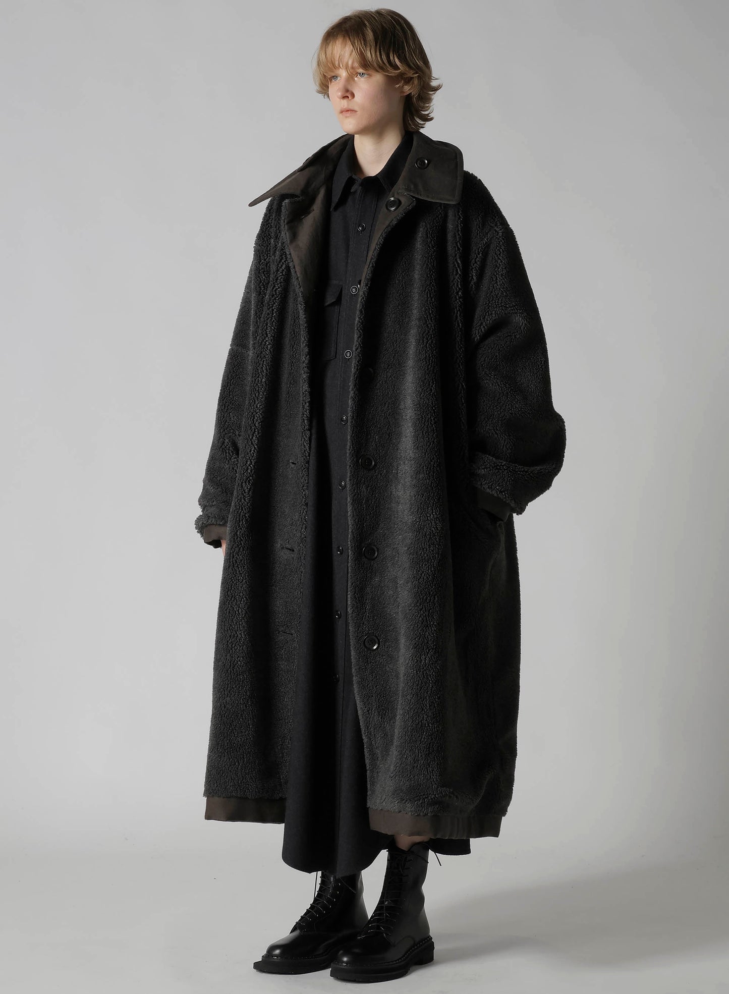 COTTON/FLAX MOLESKIN DETACHABLE HOODIE COAT