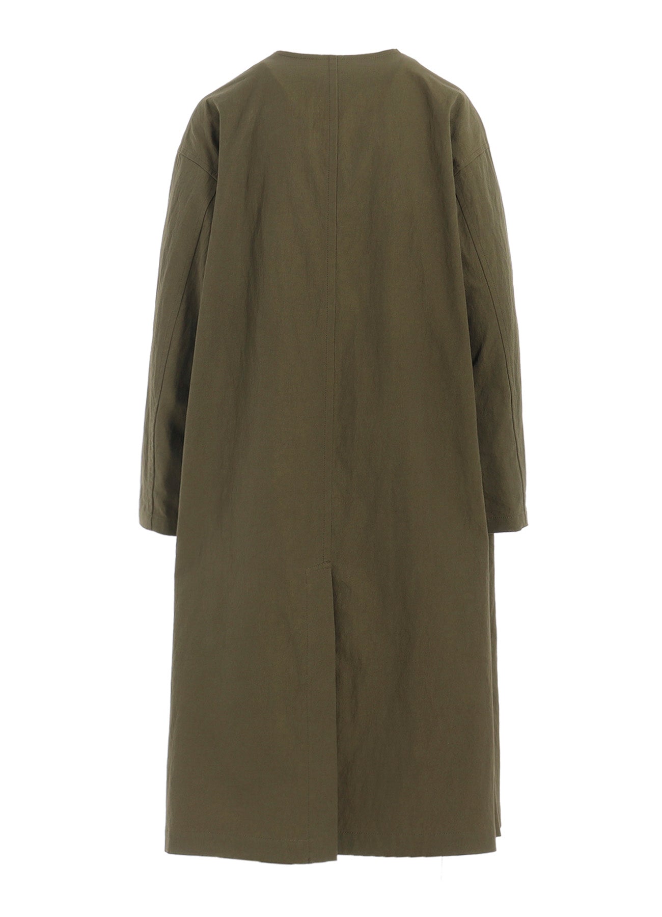 COTTON NYLON GABARDINE COLLARLESS COAT