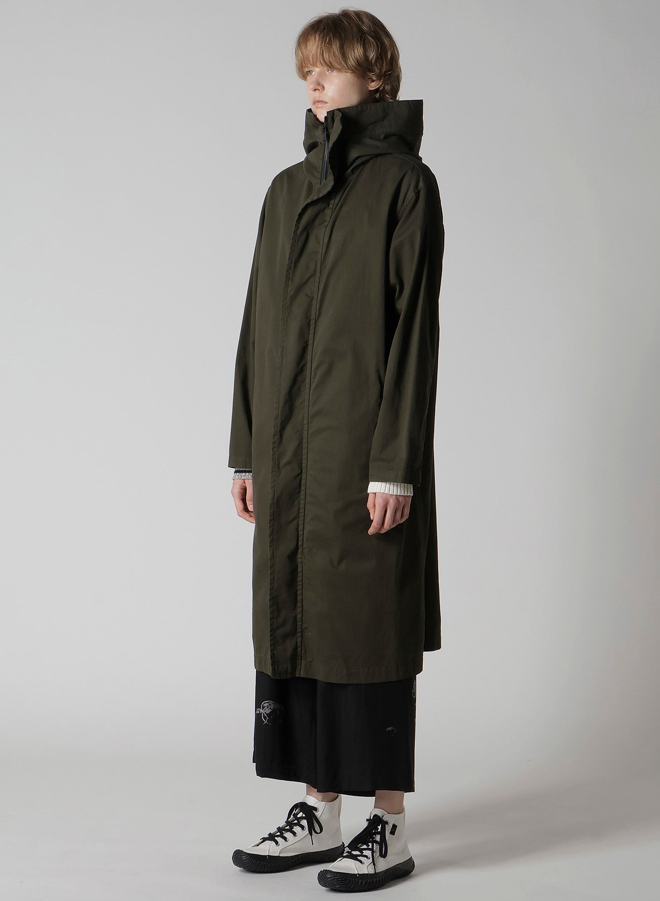 COTTON TWILL GARMENT DYE HOODIE COAT