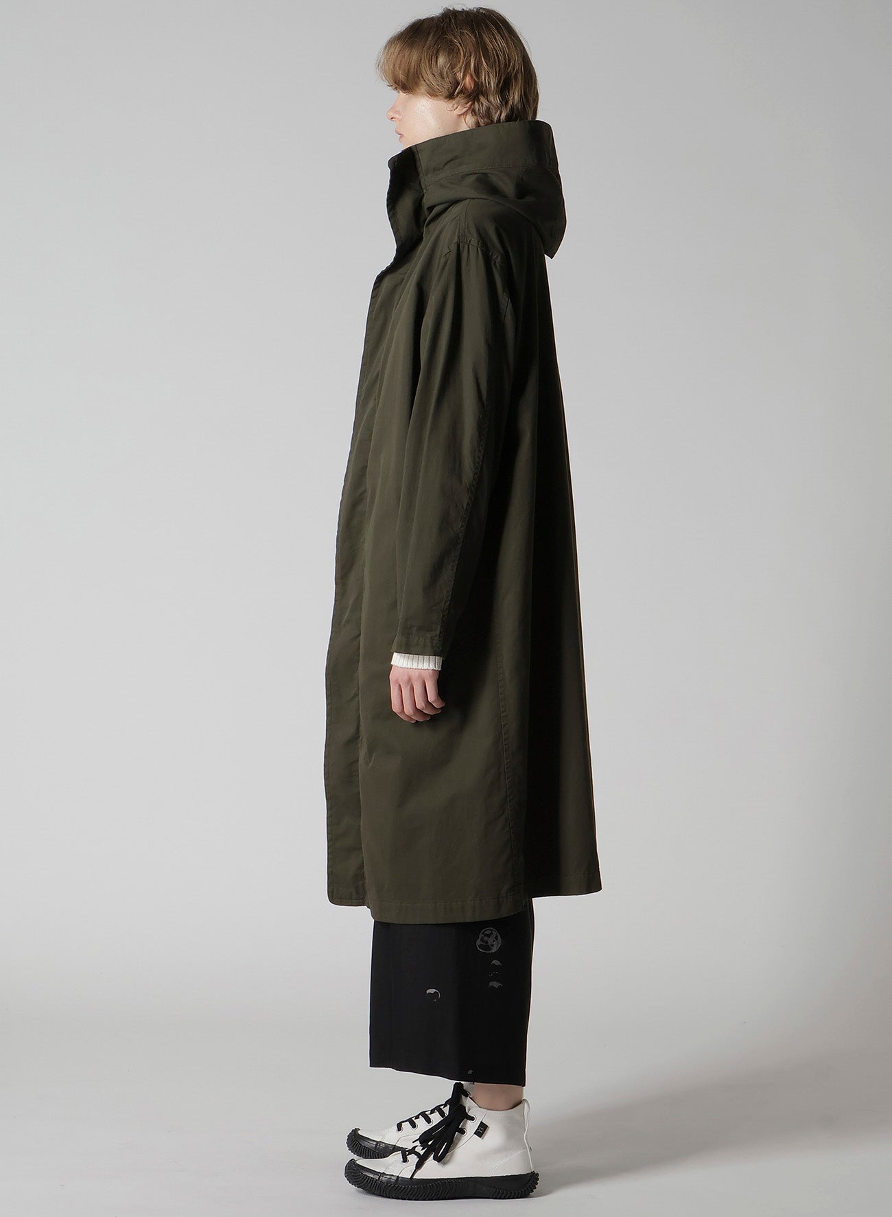COTTON TWILL GARMENT DYE HOODIE COAT