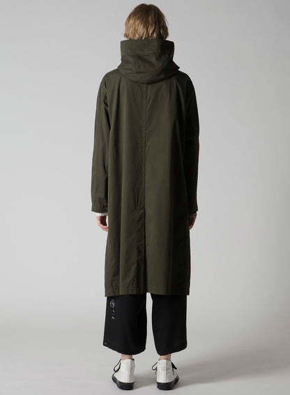 COTTON TWILL GARMENT DYE HOODIE COAT