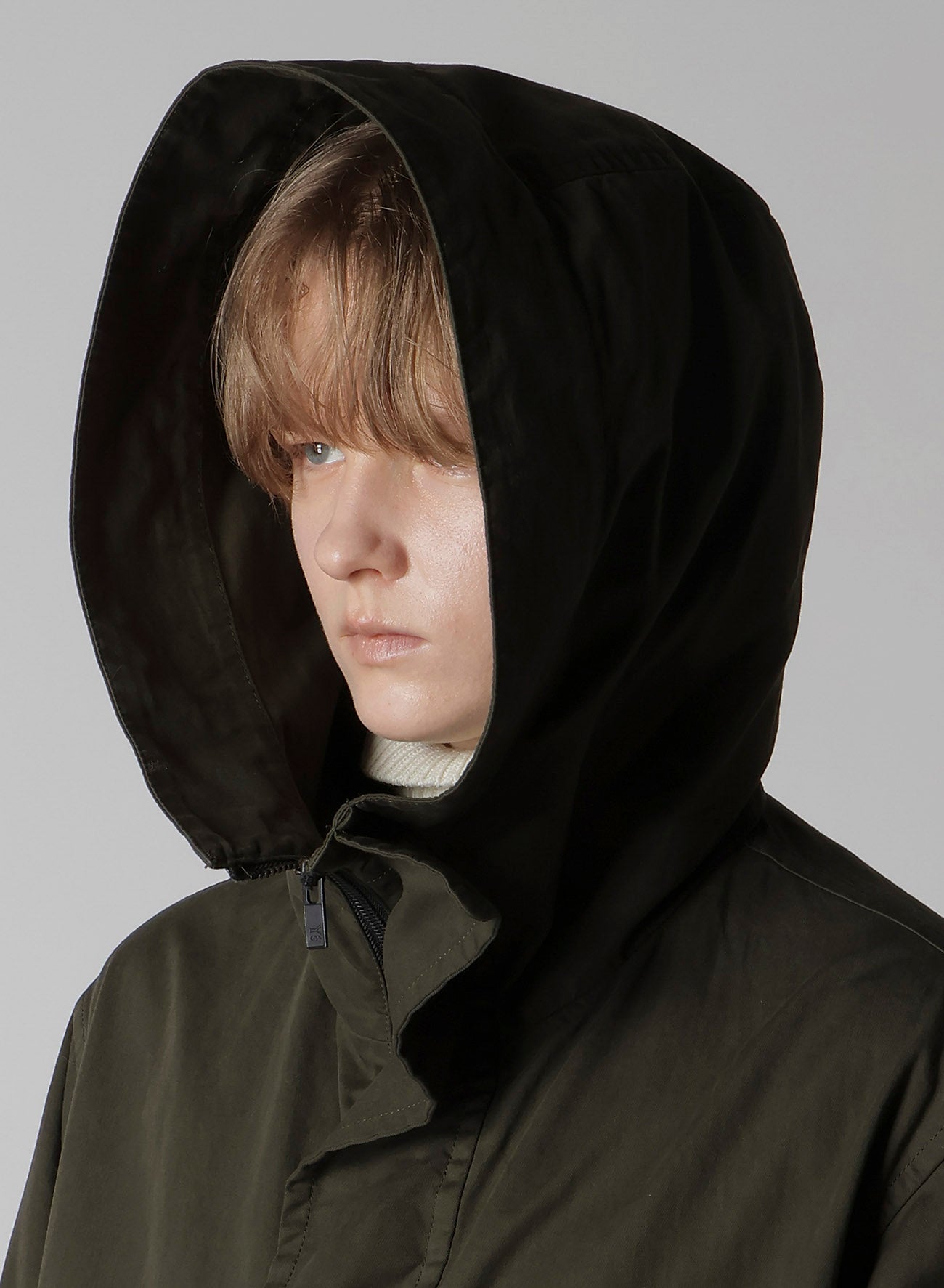COTTON TWILL GARMENT DYE HOODIE COAT
