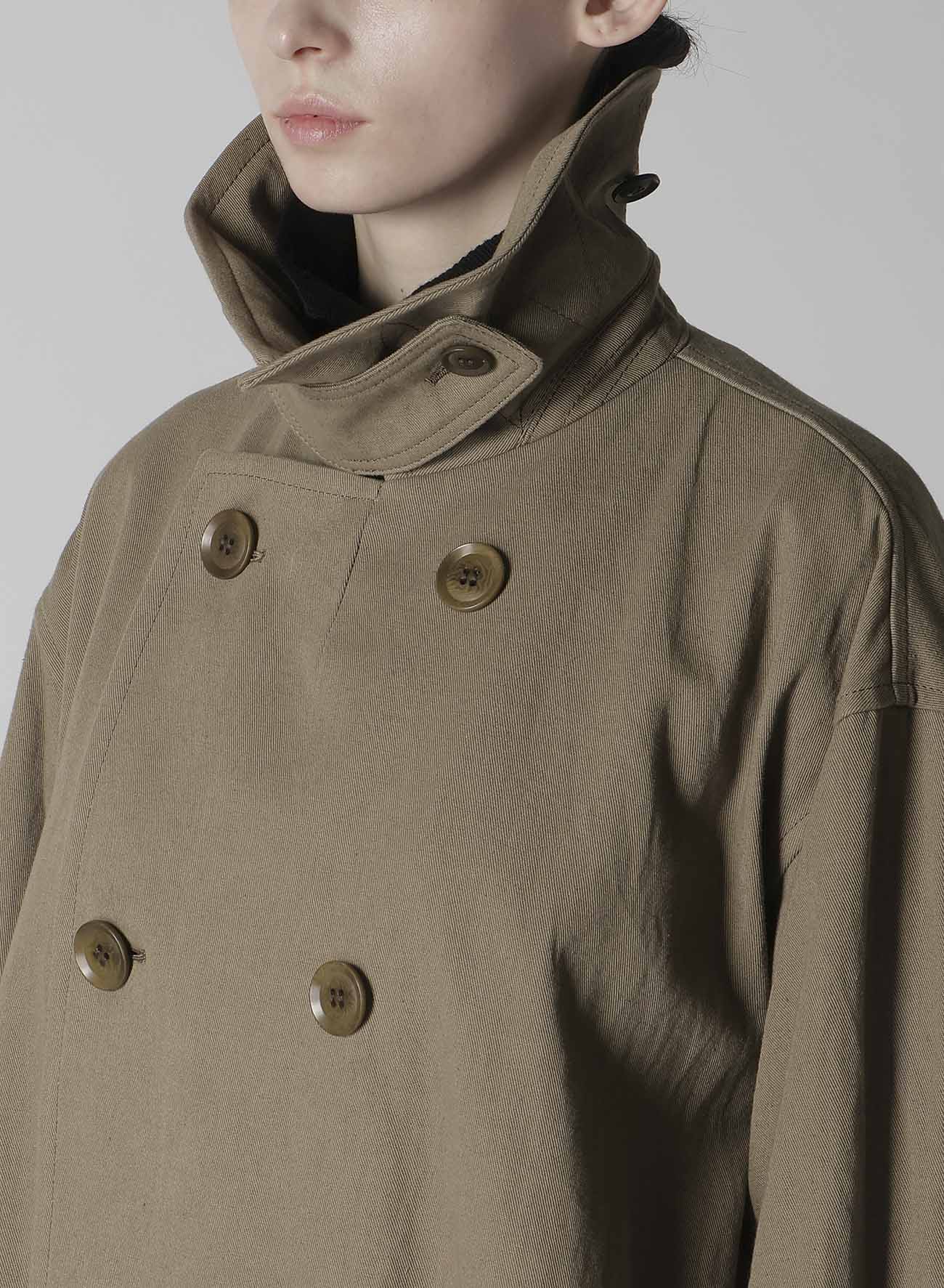 COTTON LINEN TWILL HALF PEA COAT