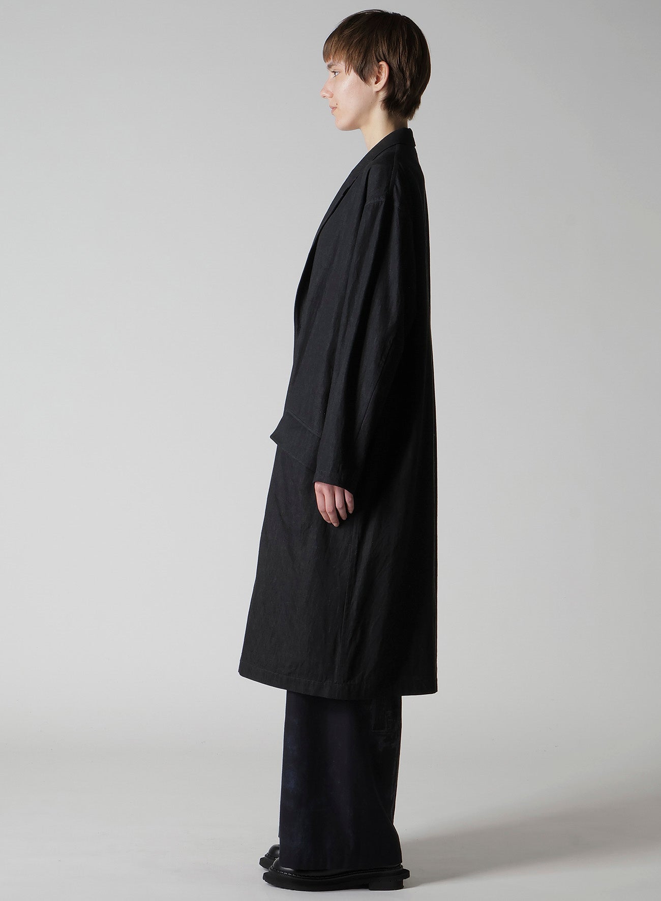 6OZ DENIM GARMENT FINISH 3-BUTTON TAILORED COAT