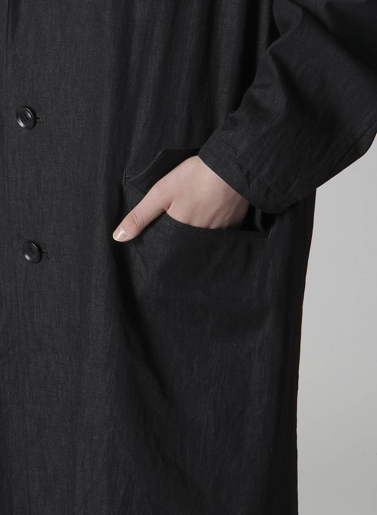 6OZ DENIM GARMENT FINISH 3-BUTTON TAILORED COAT