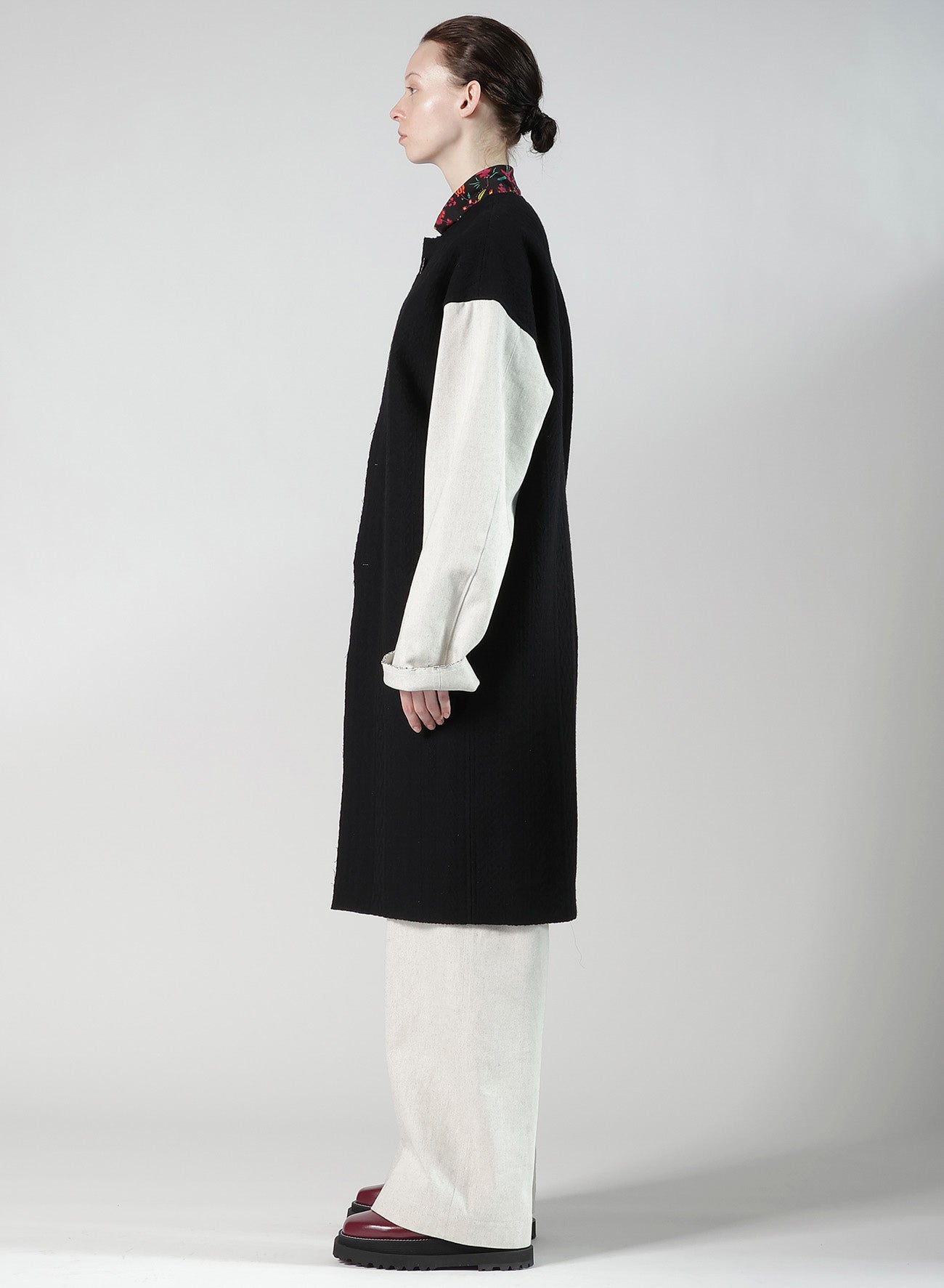 CABLE JQ KNIT COLLERLESS COAT