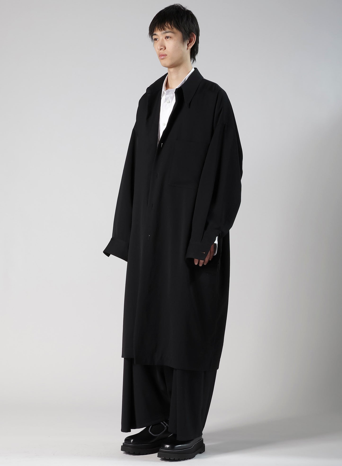 WOOL GABARDINE LONG COAT