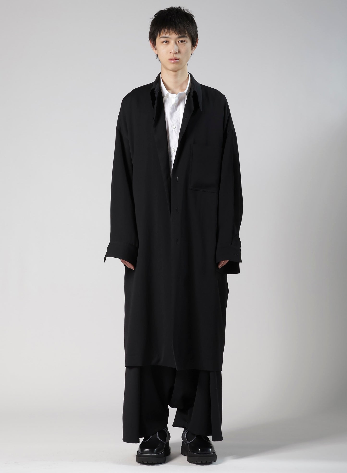 WOOL GABARDINE LONG COAT