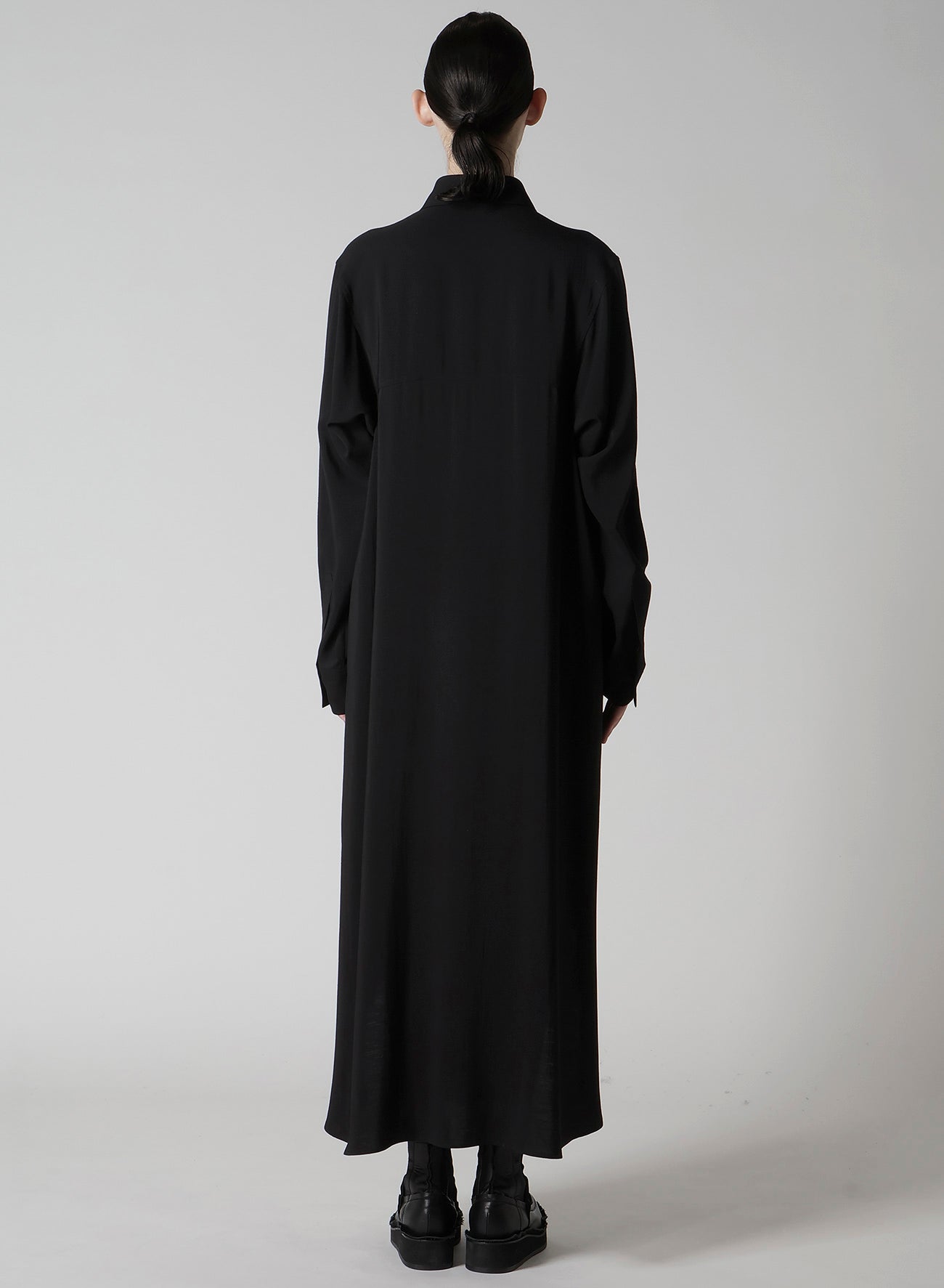 HARD-TWIST SERGE CLOTH PLACKET DRESS
