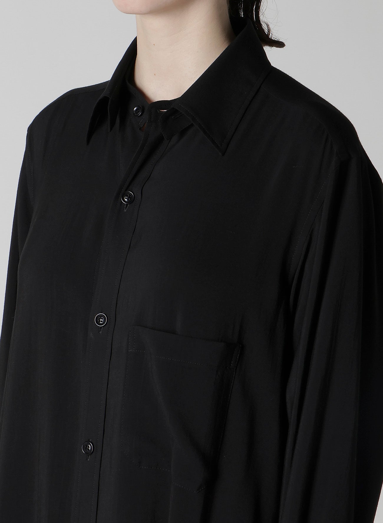 HARD-TWIST SERGE CLOTH PLACKET DRESS