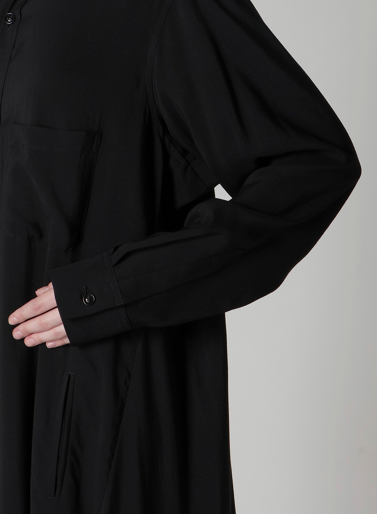 HARD-TWIST SERGE CLOTH PLACKET DRESS