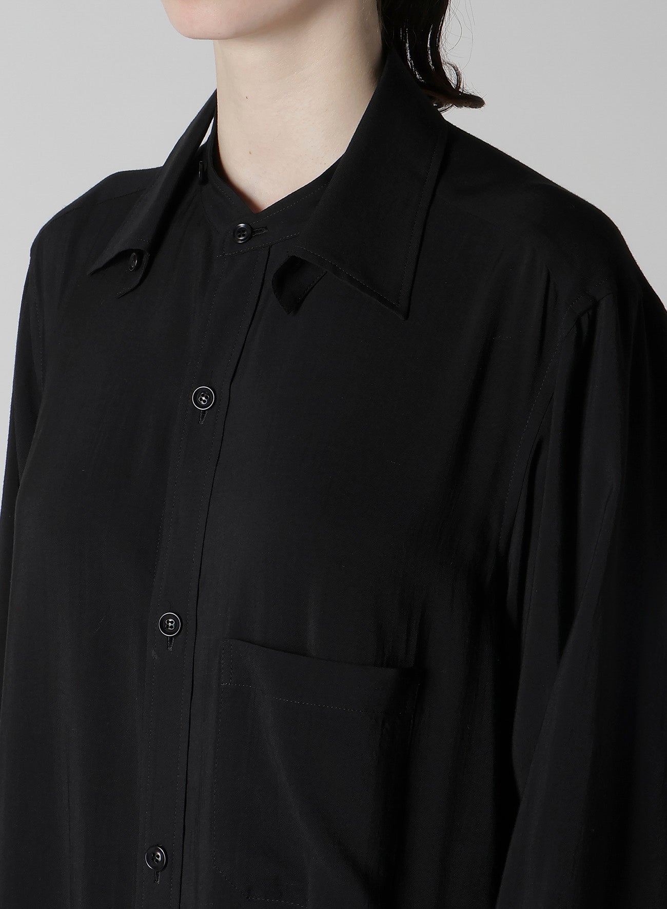 HARD-TWIST SERGE CLOTH PLACKET DRESS