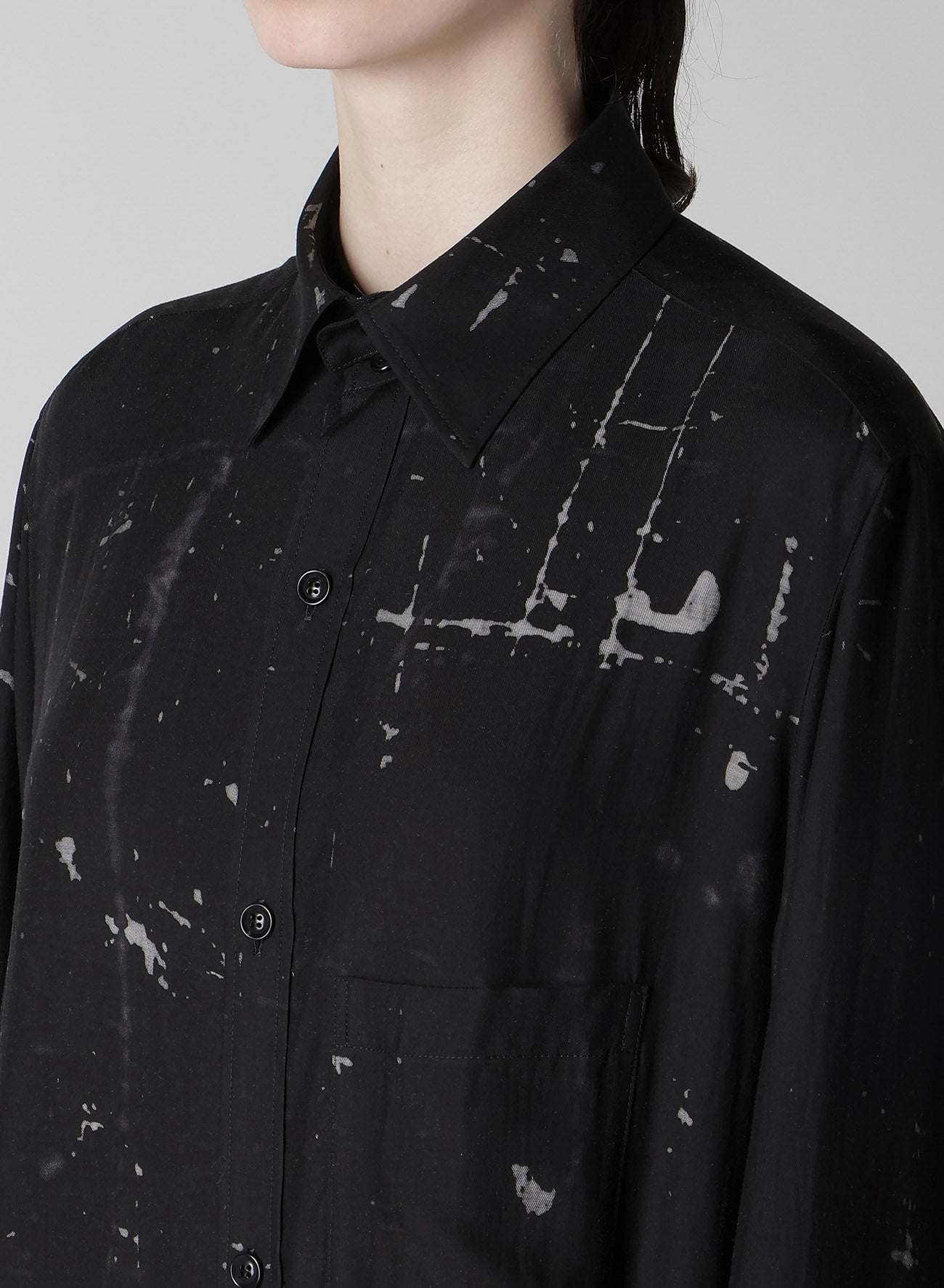 ANGEL-PRINT DUNGAREE TWILL SHIRT DRESS