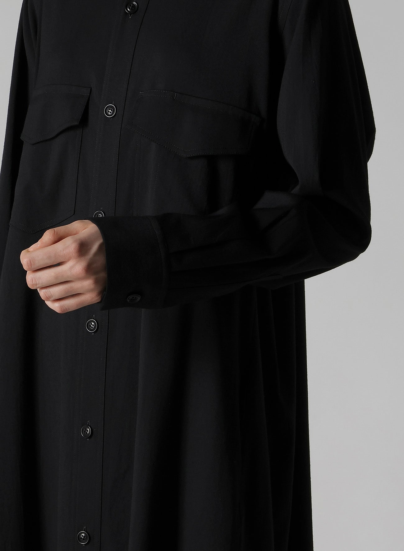 WOOL BLEND TWILL MILITARY LONG DRESS