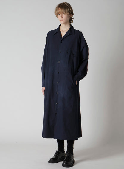 GARMENT-DYED OPEN COLLAR SHIRTS DRESS