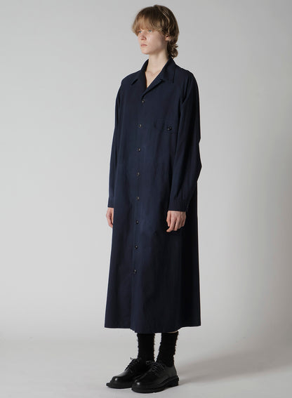 GARMENT-DYED OPEN COLLAR SHIRTS DRESS